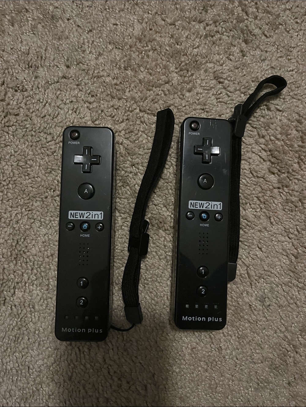 Set of two Black Motion Plus 2-in-1 Wireless Game Remotes (Pair)